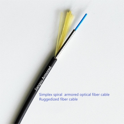 Simplex 3.0mm Spiral Armored Fiber Cable Single Mode Black LSZH FTTH Rodent Resistant